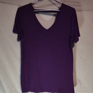 nine britton Deep Purple V‑Neck Short Sleeve Tee